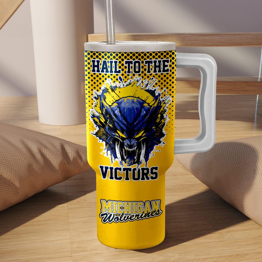 Michigan Wolverines Football Ncaa Custom Stanley Quencher 40Oz Stainless Steel - Image 3