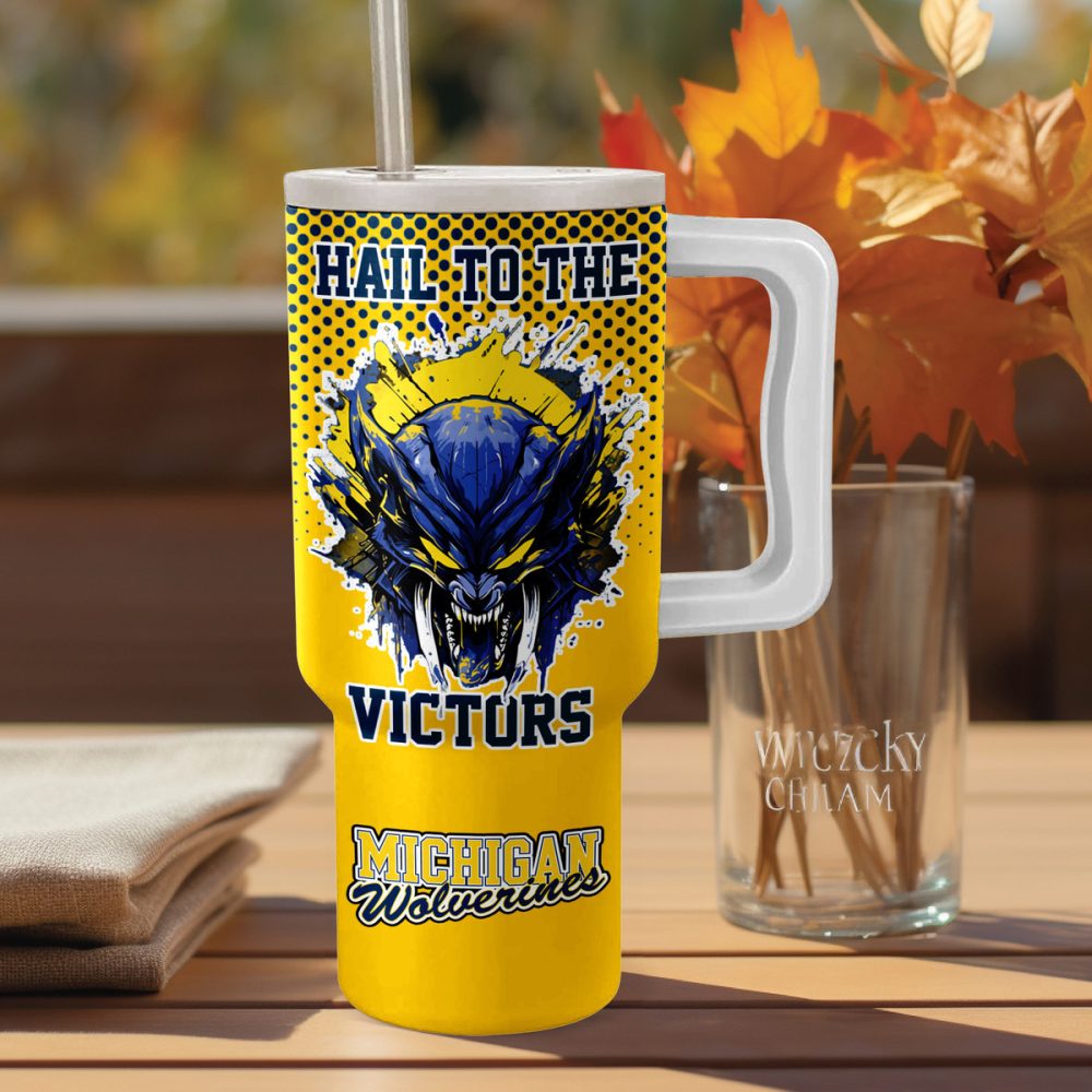 Michigan Wolverines Football Ncaa Custom Stanley Quencher 40Oz Stainless Steel - Image 2
