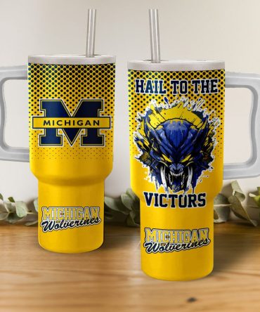 Michigan Wolverines Football Ncaa Custom Stanley Quencher 40Oz Stainless Steel