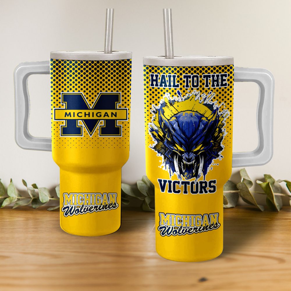 Michigan Wolverines Football Ncaa Custom Stanley Quencher 40Oz Stainless Steel