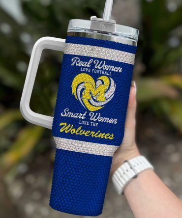 Michigan Wolverines Ncaa Custom Stanley Quencher 40Oz Stainless Steel Tumbler With Handle