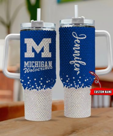 Michigan Wolverines Ncaa Custom Stanley Quencher 40Oz Stainless Steel Tumbler With Handle