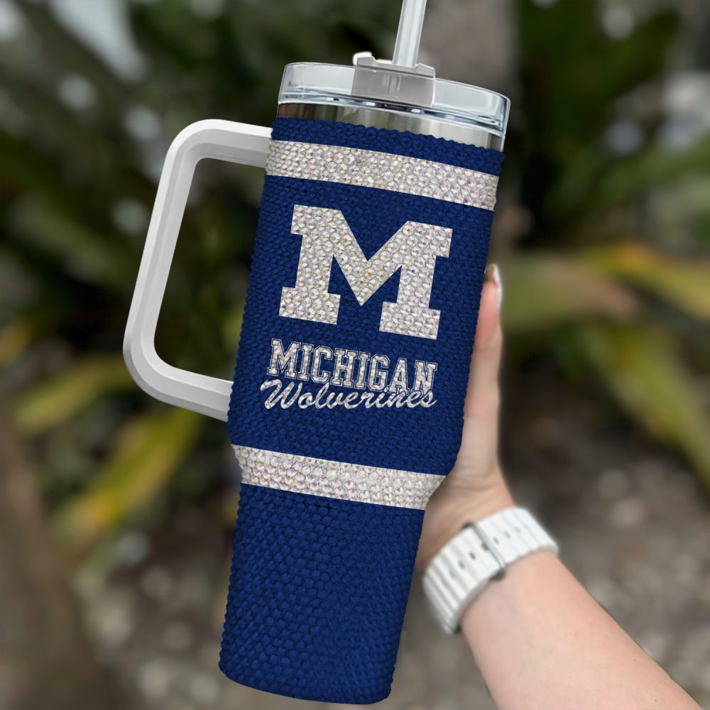 Michigan Wolverines Ncaa Custom Stanley Quencher 40Oz Stainless Steel Tumbler With Handle - Image 2