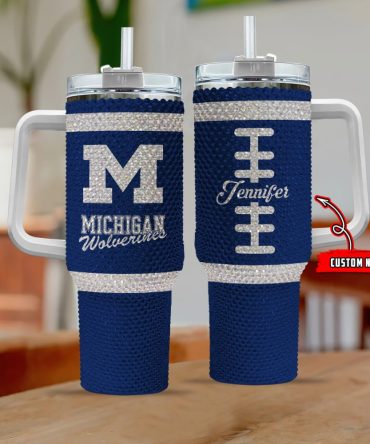 Michigan Wolverines Ncaa Custom Stanley Quencher 40Oz Stainless Steel Tumbler With Handle