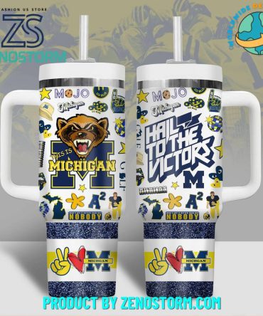 Michigan Wolverines Ncaa Football Stanley Tumbler #8211; Zenostormcustom Stanley Quencher 40Oz Stainless Steel Tumbler With Handle