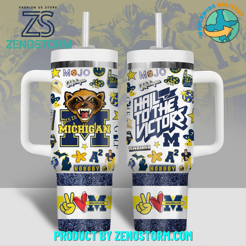 Michigan Wolverines Ncaa Football Stanley Tumbler #8211; Zenostormcustom Stanley Quencher 40Oz Stainless Steel Tumbler With Handle