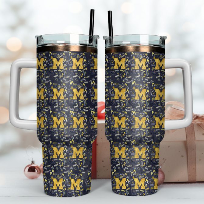 Michigan Wolverines Ncaa Sports Custom Stanley Quencher 40Oz Stainless Steel Tumbler With Handle - Image 4