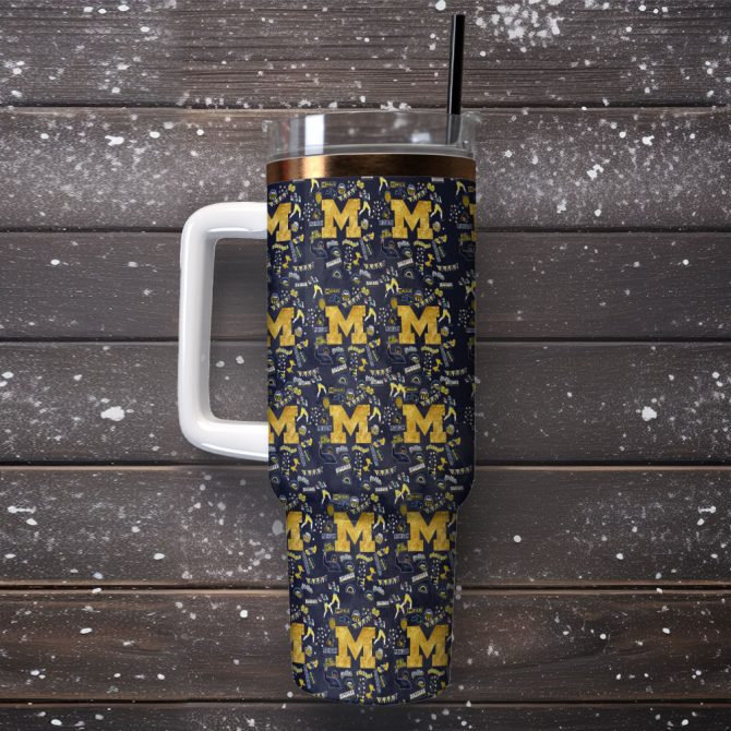 Michigan Wolverines Ncaa Sports Custom Stanley Quencher 40Oz Stainless Steel Tumbler With Handle - Image 2