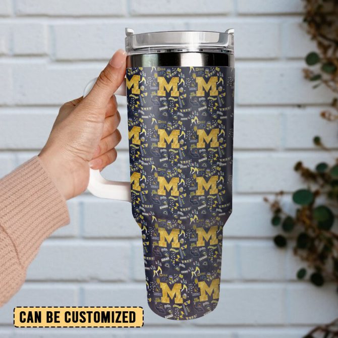 Michigan Wolverines Ncaa Sports Custom Stanley Quencher 40Oz Stainless Steel Tumbler With Handle - Image 3