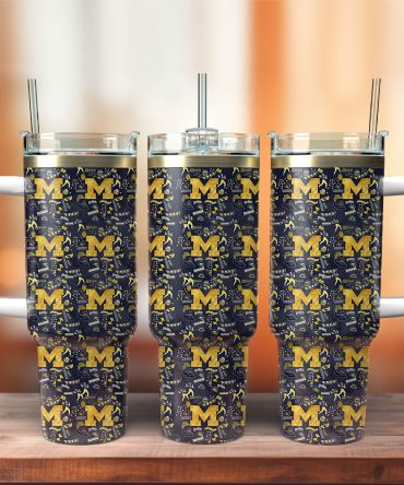 Michigan Wolverines Ncaa Sports Custom Stanley Quencher 40Oz Stainless Steel Tumbler With Handle