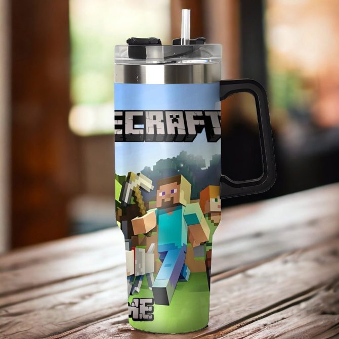 Minecraft Oz Skinny Games Custom Stanley Quencher 40Oz Stainless Steel Tumbler With Handle - Image 2