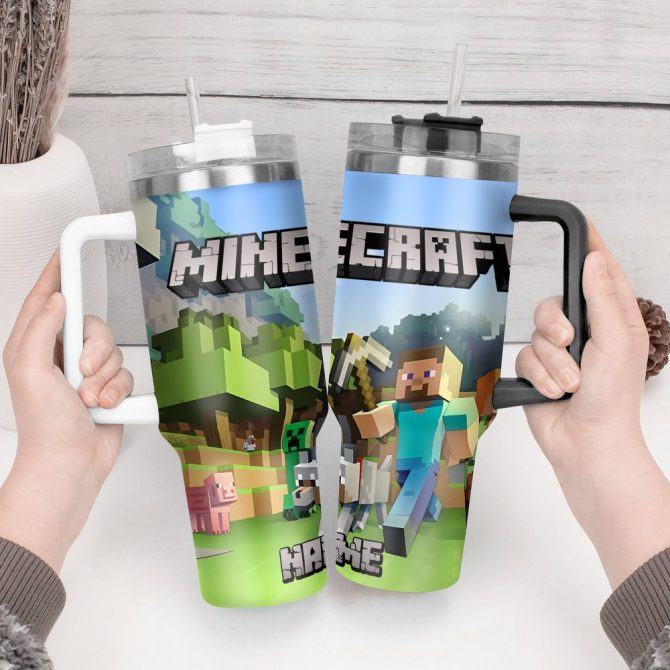 Minecraft Oz Skinny Games Custom Stanley Quencher 40Oz Stainless Steel Tumbler With Handle - Image 3
