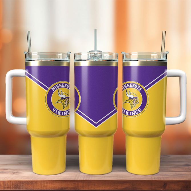 Minnesota Vikings Nfl Custom Stanley Quencher 40Oz Stainless Steel Tumbler With Handle