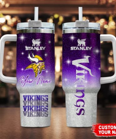Minnesota Vikings Nfl Custom Stanley Quencher 40Oz Stainless Steel Tumbler With Handle