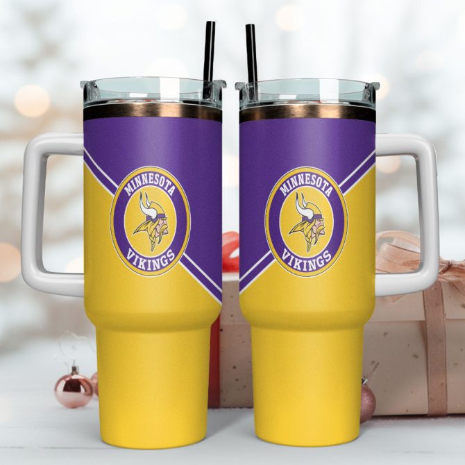 Minnesota Vikings Nfl Custom Stanley Quencher 40Oz Stainless Steel Tumbler With Handle - Image 4