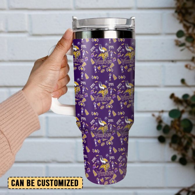 Minnesota Vikings Nfl Custom Stanley Quencher 40Oz Stainless Steel Tumbler With Handle - Image 3