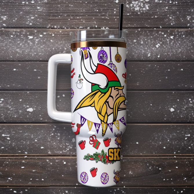 Minnesota Vikings Nfl Custom Stanley Quencher 40Oz Stainless Steel Tumbler With Handle - Image 2