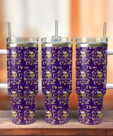 Minnesota Vikings Nfl Custom Stanley Quencher 40Oz Stainless Steel Tumbler With Handle