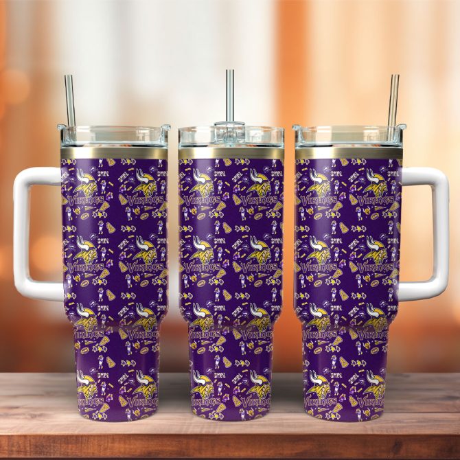 Minnesota Vikings Nfl Custom Stanley Quencher 40Oz Stainless Steel Tumbler With Handle