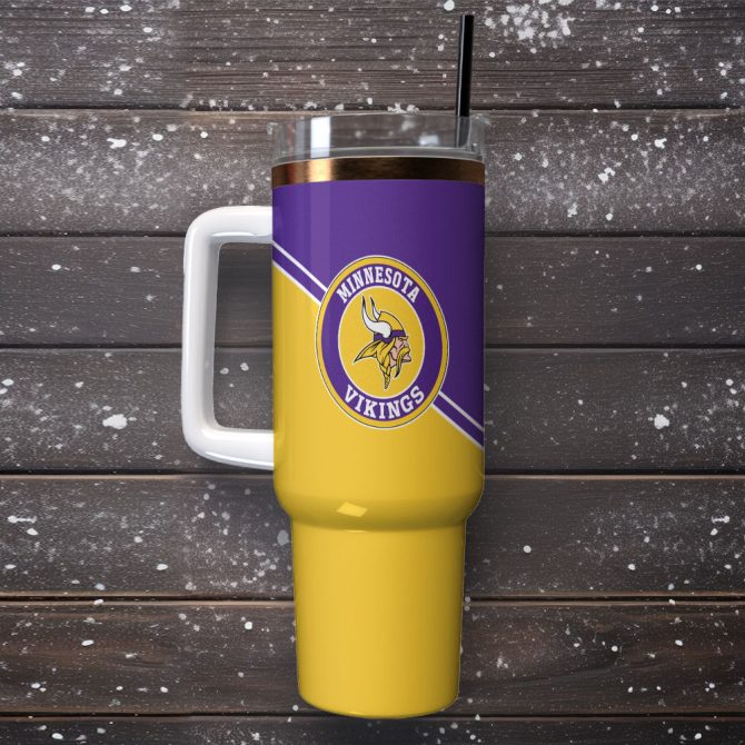 Minnesota Vikings Nfl Custom Stanley Quencher 40Oz Stainless Steel Tumbler With Handle - Image 2