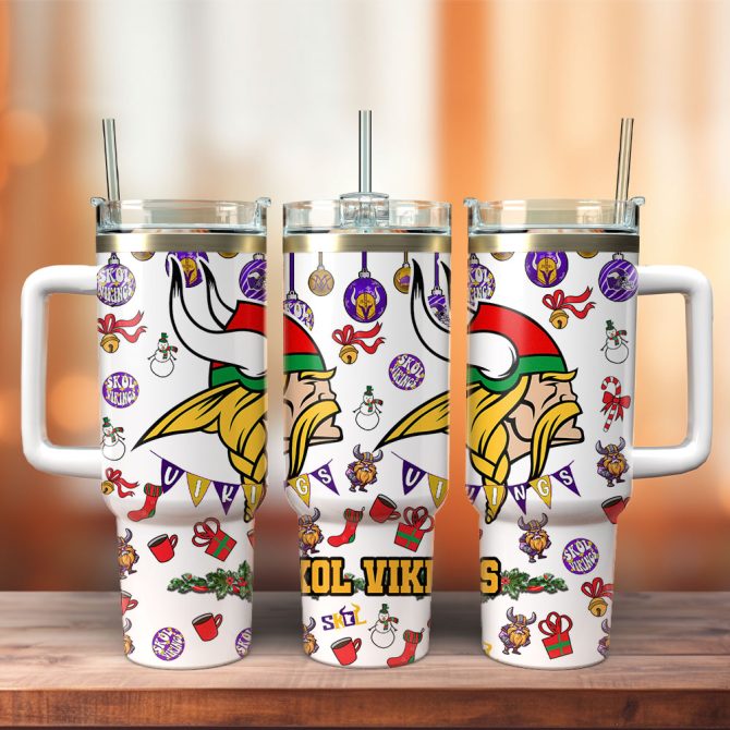 Minnesota Vikings Nfl Custom Stanley Quencher 40Oz Stainless Steel Tumbler With Handle