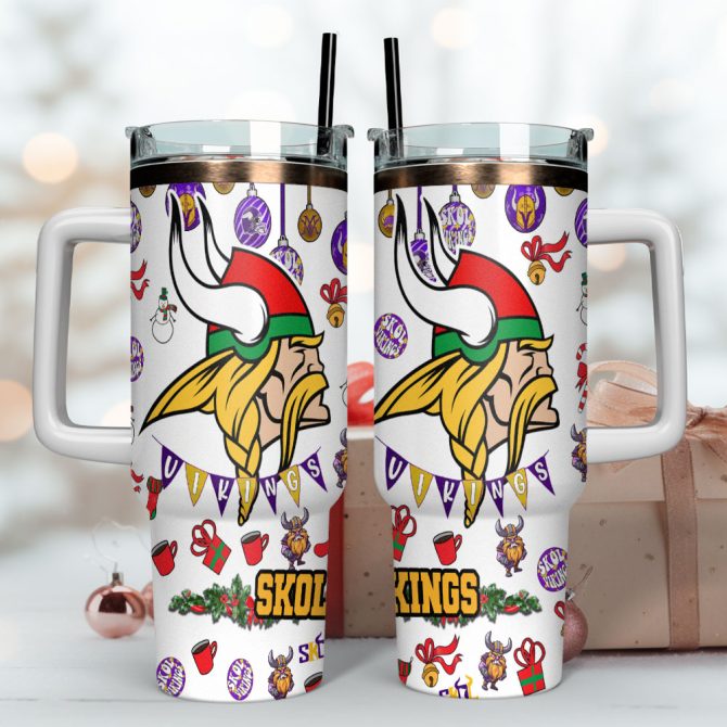 Minnesota Vikings Nfl Custom Stanley Quencher 40Oz Stainless Steel Tumbler With Handle - Image 4