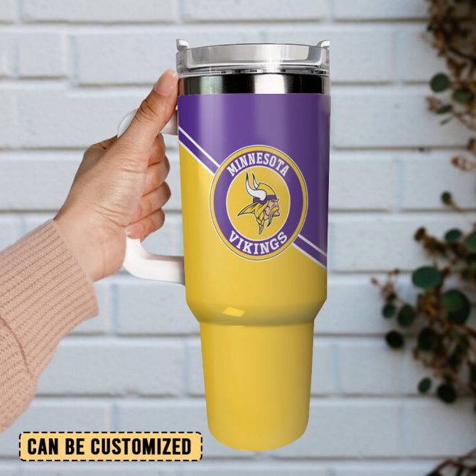 Minnesota Vikings Nfl Custom Stanley Quencher 40Oz Stainless Steel Tumbler With Handle - Image 3