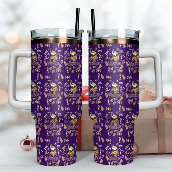 Minnesota Vikings Nfl Custom Stanley Quencher 40Oz Stainless Steel Tumbler With Handle - Image 4