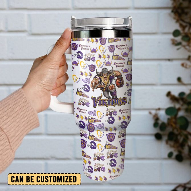 Minnesota Vikings Nfl Sports Custom Stanley Quencher 40Oz Stainless Steel Tumbler With Handle - Image 3