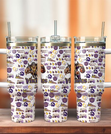 Minnesota Vikings Nfl Sports Custom Stanley Quencher 40Oz Stainless Steel Tumbler With Handle