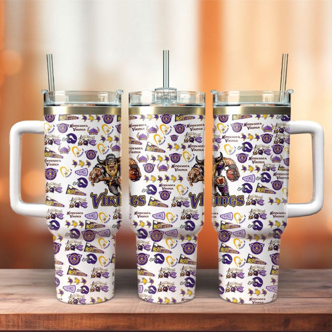 Minnesota Vikings Nfl Sports Custom Stanley Quencher 40Oz Stainless Steel Tumbler With Handle