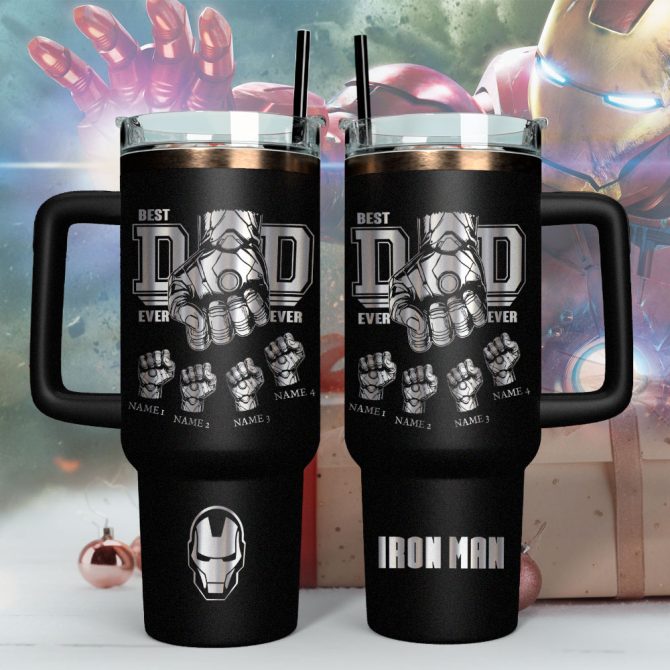 Father #8217;S Day Iron Man Avengers Movies Custom Stanley Quencher 40Oz Stainless Steel - Image 4