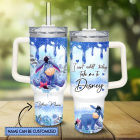 Eeyore Winnie The Pooh Cartoon Custom Stanley Quencher 40Oz Stainless Steel Tumbler With Handle