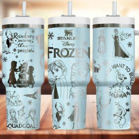 Elsa Frozen Disney Cartoon Custom Stanley Quencher 40Oz Stainless Steel Tumbler With Handle