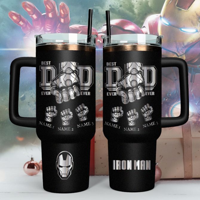 Father #8217;S Day Iron Man Avengers Movies Custom Stanley Quencher 40Oz Stainless Steel - Image 5