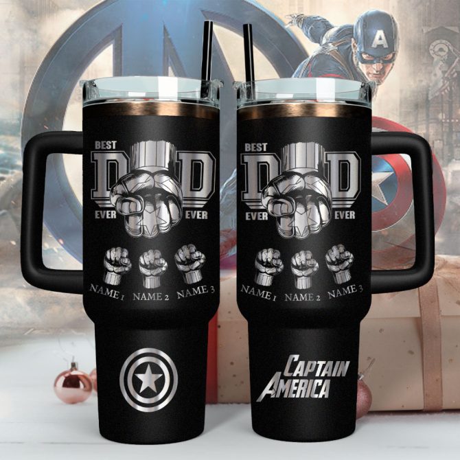 Father #8217;S Day Captain America Avengers Movies Custom Stanley Quencher 40Oz Stainless Steel - Image 5