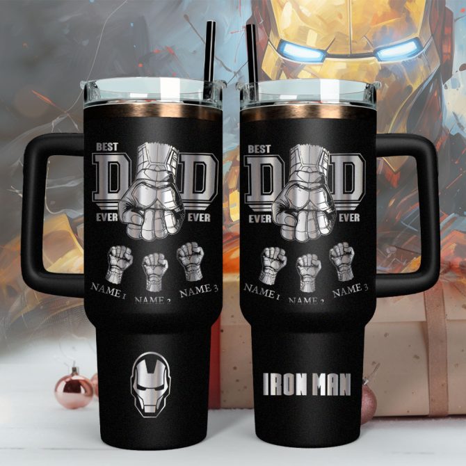 Father #8217;S Day Iron Man Avengers Movies Custom Stanley Quencher 40Oz Stainless Steel - Image 5