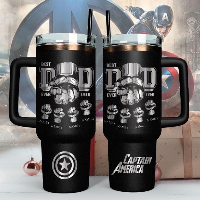 Father #8217;S Day Captain America Avengers Movies Custom Stanley Quencher 40Oz Stainless Steel - Image 4