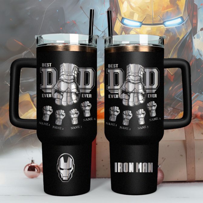Father #8217;S Day Iron Man Avengers Movies Custom Stanley Quencher 40Oz Stainless Steel - Image 4