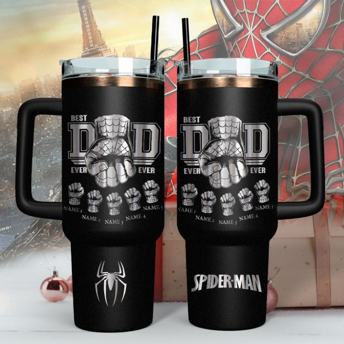 Father #8217;S Day Spider-Man Avengers Movies Custom Stanley Quencher 40Oz Stainless Steel - Image 3