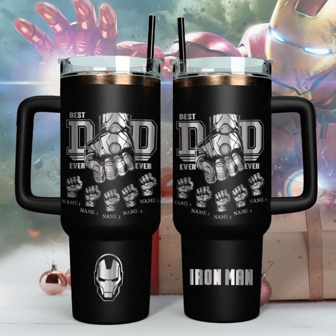 Father #8217;S Day Iron Man Avengers Movies Custom Stanley Quencher 40Oz Stainless Steel - Image 3
