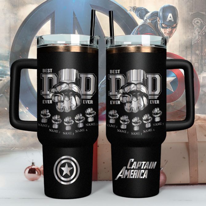 Father #8217;S Day Captain America Avengers Movies Custom Stanley Quencher 40Oz Stainless Steel - Image 3