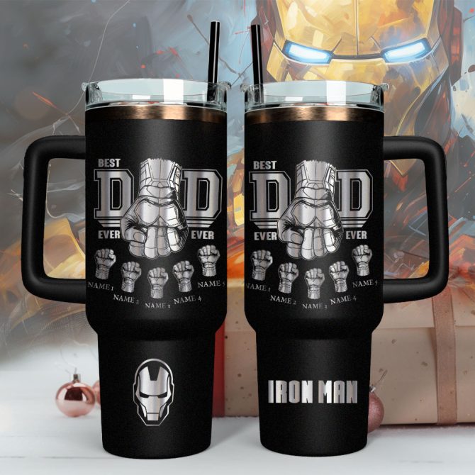 Father #8217;S Day Iron Man Avengers Movies Custom Stanley Quencher 40Oz Stainless Steel - Image 3
