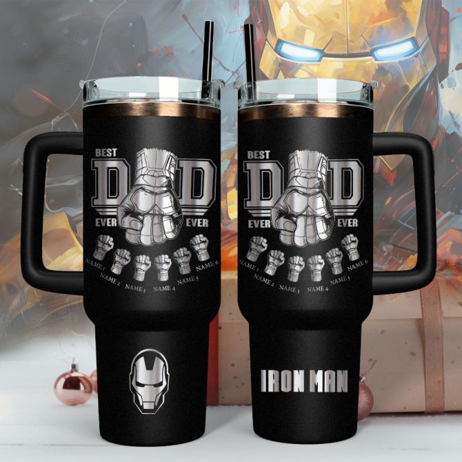 Father #8217;S Day Iron Man Avengers Movies Custom Stanley Quencher 40Oz Stainless Steel - Image 2