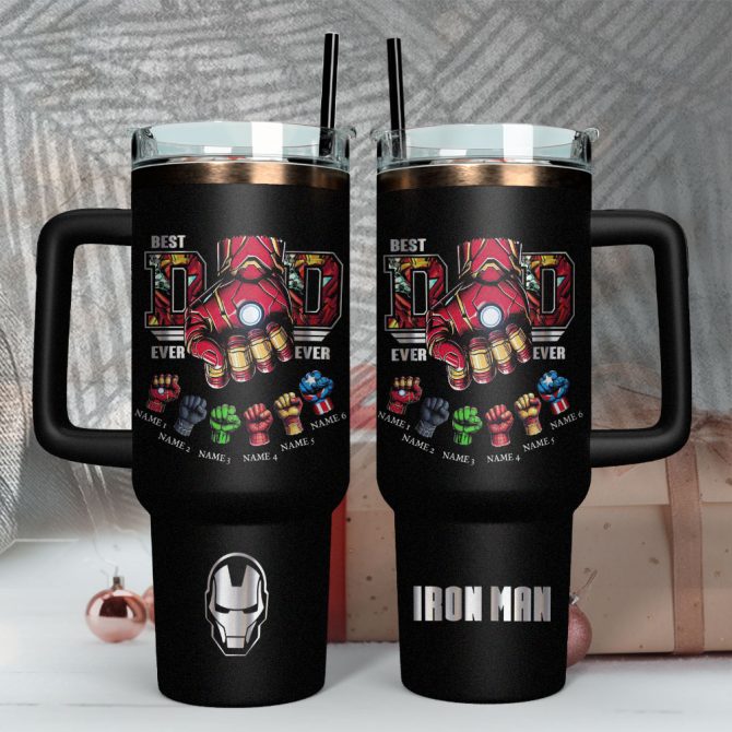 Father #8217;S Day Iron Man Avengers Movies Custom Stanley Quencher 40Oz Stainless Steel