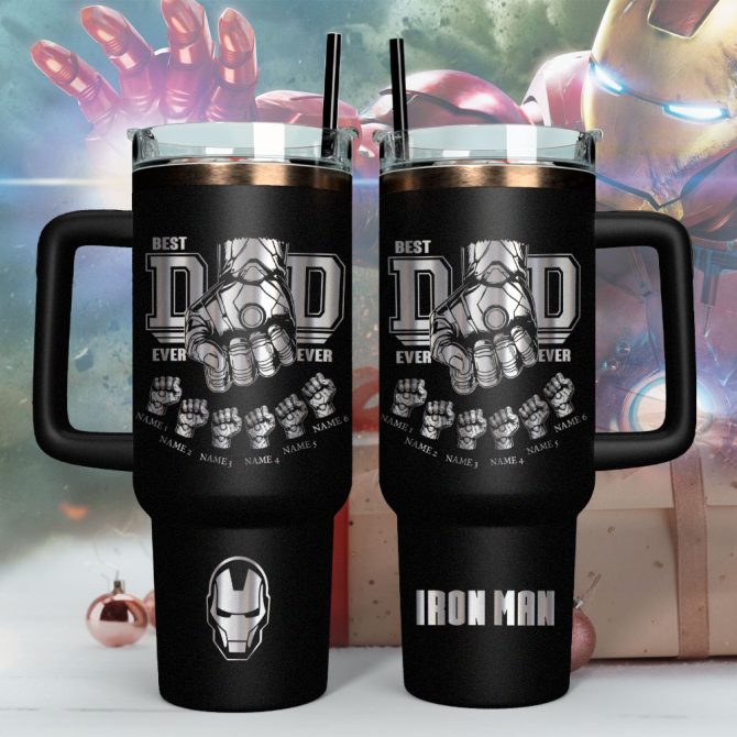 Father #8217;S Day Iron Man Avengers Movies Custom Stanley Quencher 40Oz Stainless Steel - Image 2