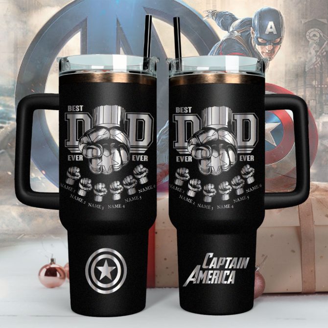 Father #8217;S Day Captain America Avengers Movies Custom Stanley Quencher 40Oz Stainless Steel - Image 2