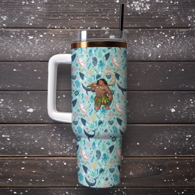 Moana Movies Custom Stanley Quencher 40Oz Stainless Steel Tumbler With Handle - Image 2
