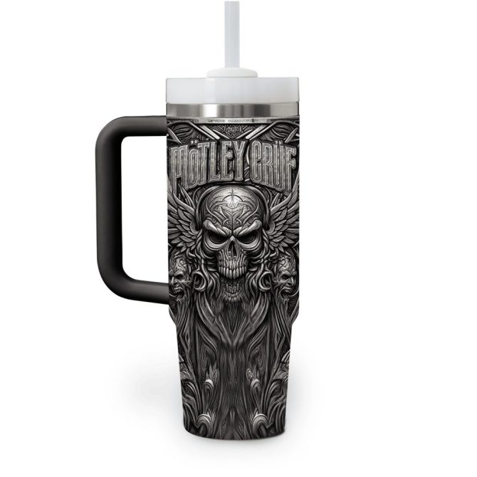 Motley Crue Music Custom Stanley Quencher 40Oz Stainless Steel Tumbler With Handle - Image 3