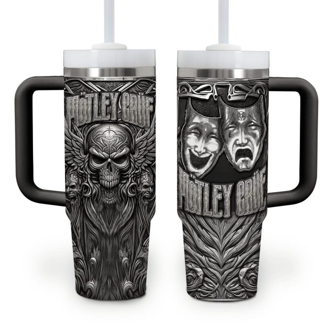 Motley Crue Music Custom Stanley Quencher 40Oz Stainless Steel Tumbler With Handle - Image 2